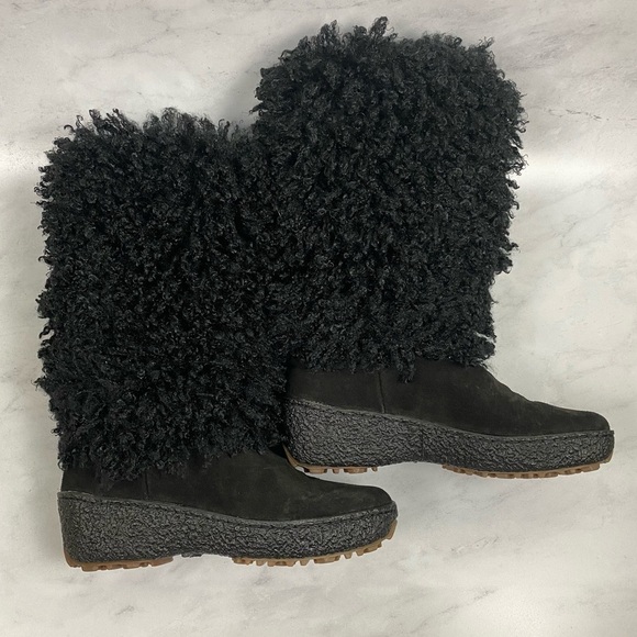 OSCAR Sport Vera Gomma Made In Italy Curly‎ Hair Fuzzy Snow Winter Boots 36 NWOT - Picture 2 of 9